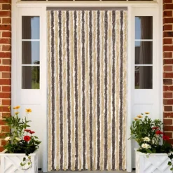 Décorations-vidaXL Rideau anti-mouches 90x220 cm chenille marron foncé et beige