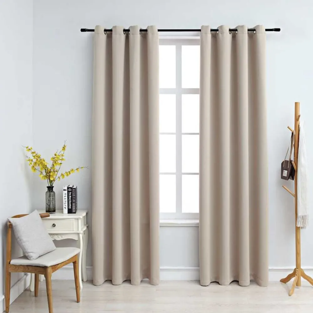 vidaXL Rideaux occultants avec anneaux en métal 2 pcs 140x175 cm