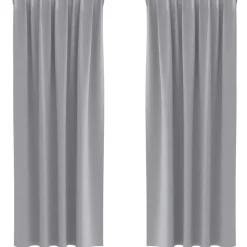 Décorations-vidaXL Rideaux occultants avec anneaux 2 pcs 245 x 140 cm Gris clair