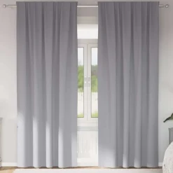 Décorations-vidaXL Rideaux occultants avec anneaux 2 pcs 245 x 140 cm Gris clair