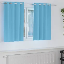 Décorations-vidaXL Rideaux occultants avec anneaux 2 pcs 140 x 140 cm Bleu clair