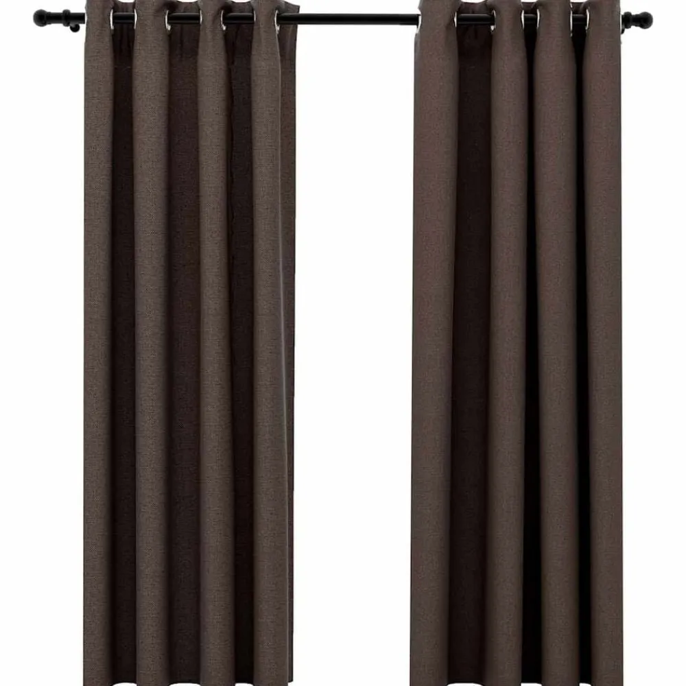 Décorations-vidaXL Rideaux occultants Aspect lin avec œillets 2pcs 140x175cm Taupe