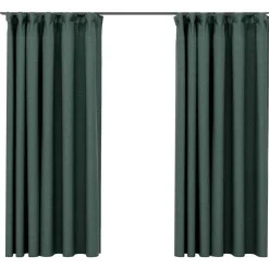 Décorations-vidaXL Rideaux occultants aspect lin avec crochets 2pcs 140x175cm Vert