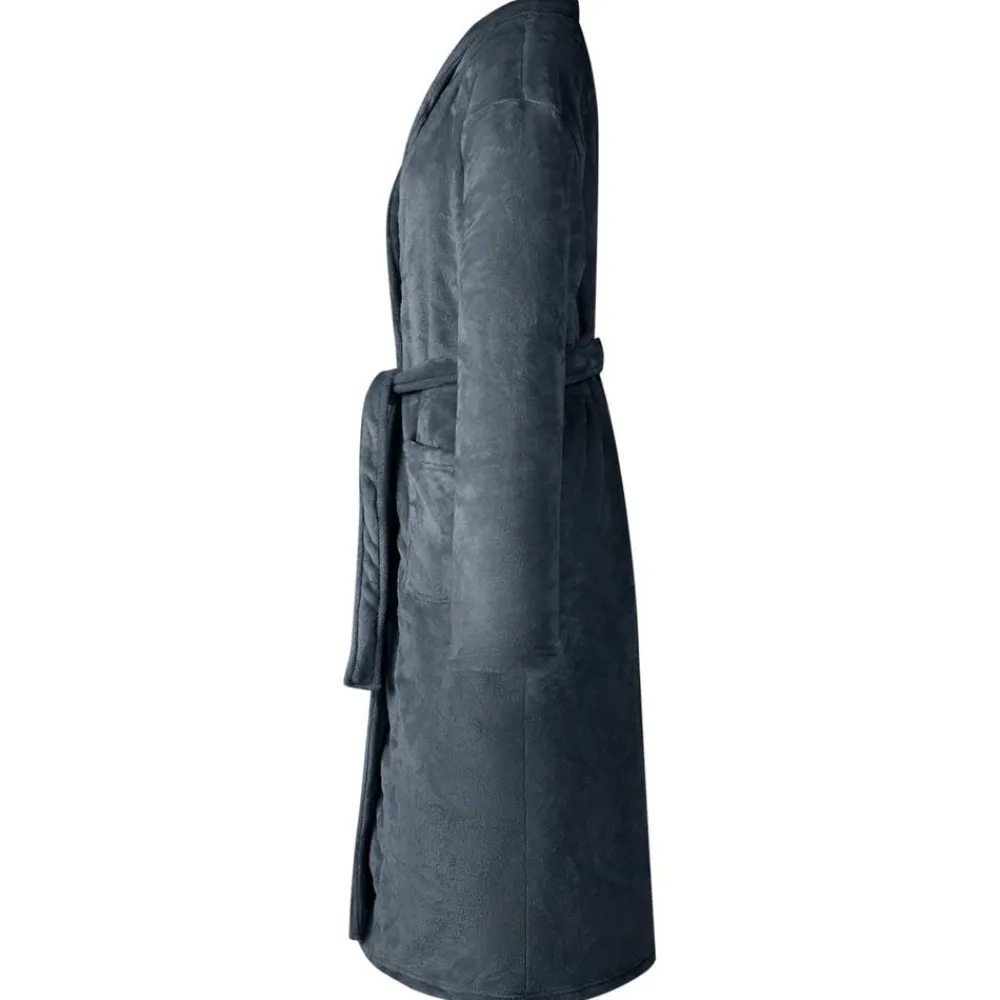 Vêtements & Accessoires-vidaXL Robe de bain sans capuche s Flanelle Bleu marine