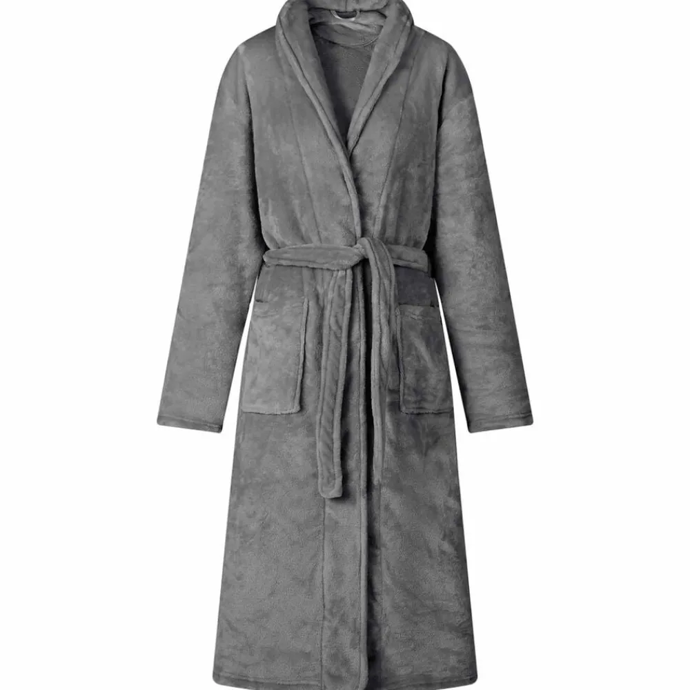Vêtements & Accessoires-vidaXL Robe de bain sans capuche s Flanelle Gris foncé