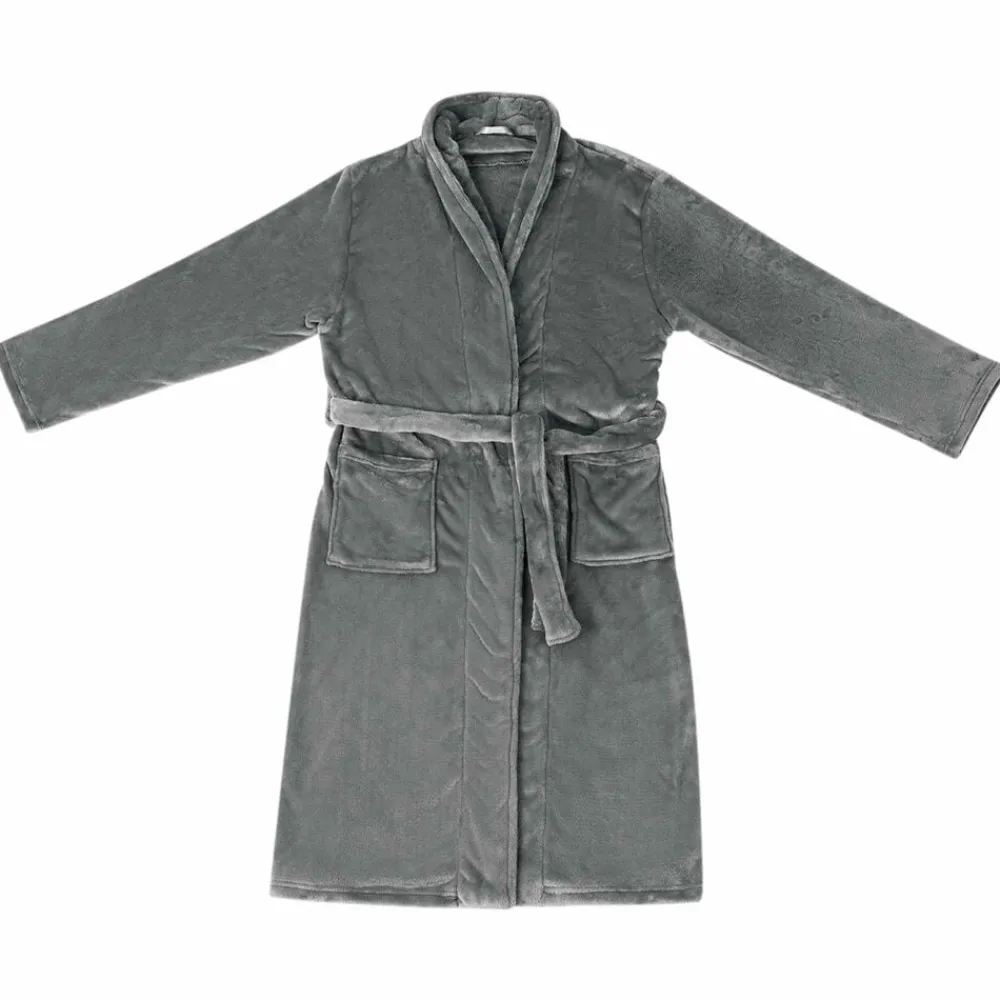 Vêtements & Accessoires-vidaXL Robe de bain sans capuche s Flanelle Gris foncé