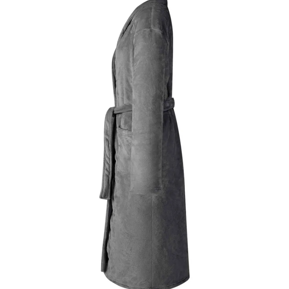 Vêtements & Accessoires-vidaXL Robe de bain sans capuche s Flanelle Gris foncé