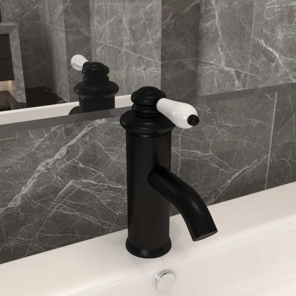 Plomberie-vidaXL Robinet de lavabo de salle de bain 130x180 mm Noir