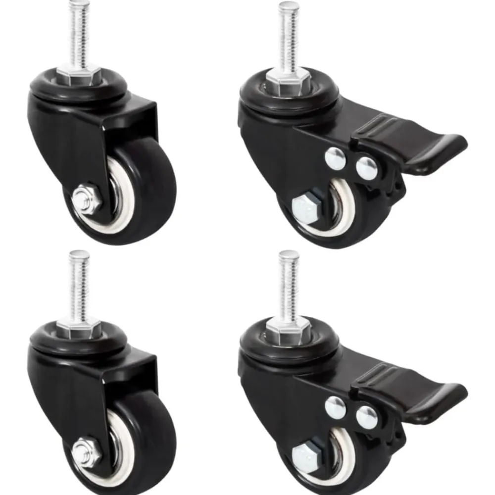 vidaXL Roues pour jardinière 4 pcs noir 8x3,5x8 cm fer