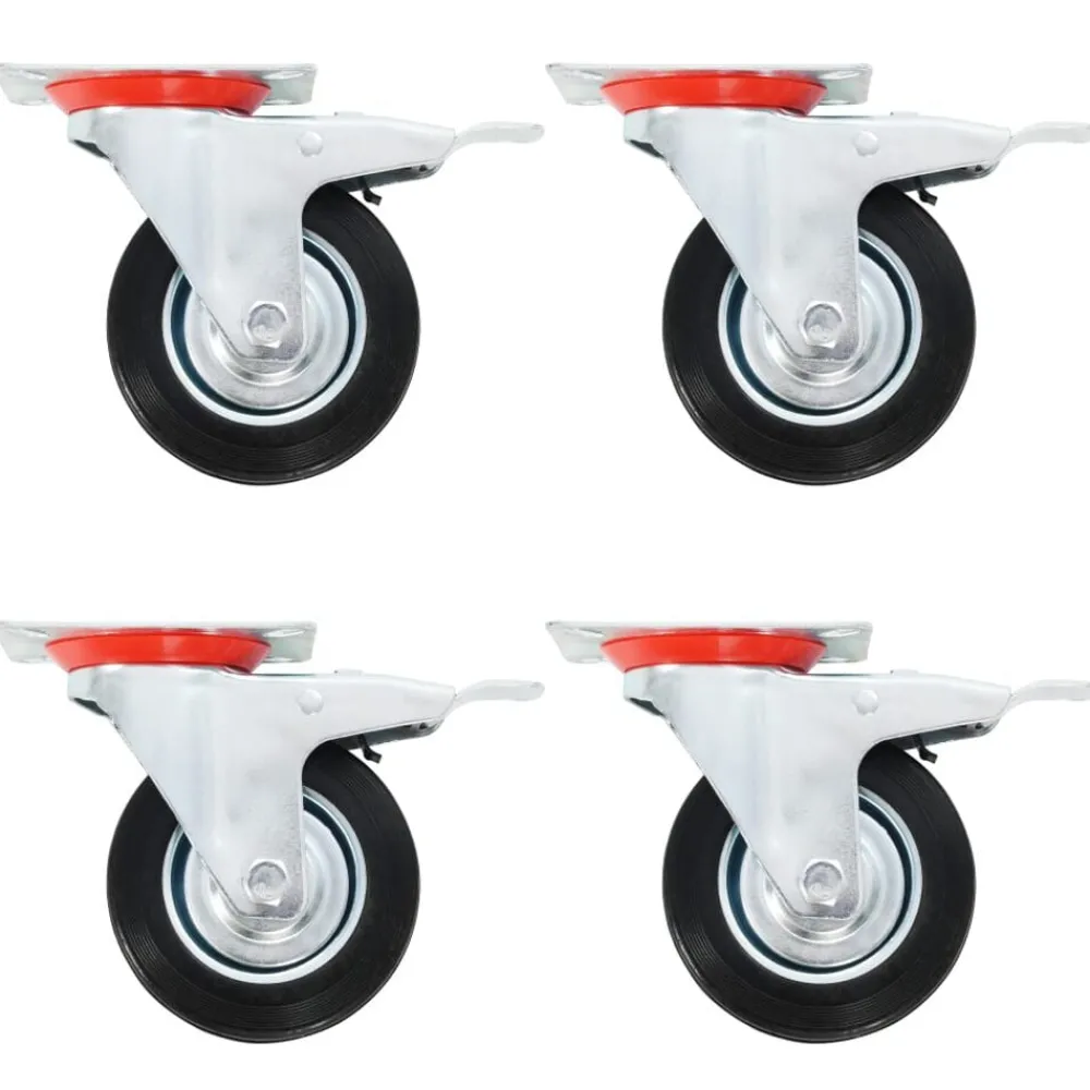 Manutention De Matériaux-vidaXL Roulettes pivotantes avec double frein 4 pcs 100 mm