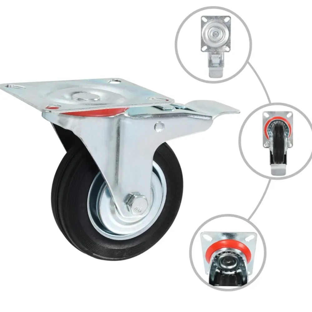 Manutention De Matériaux-vidaXL Roulettes pivotantes avec double frein 4 pcs 100 mm