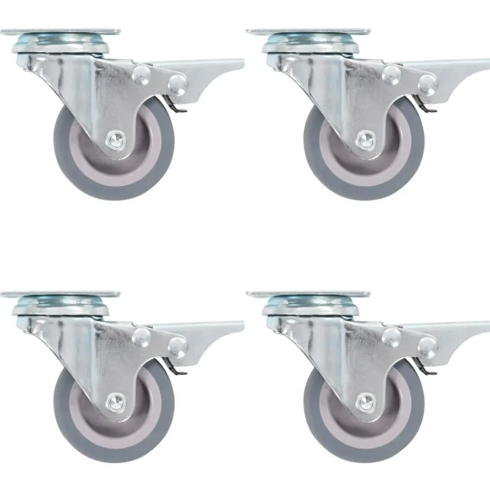 Manutention De Matériaux-vidaXL Roulettes pivotantes avec frein double 4 pcs 50 mm