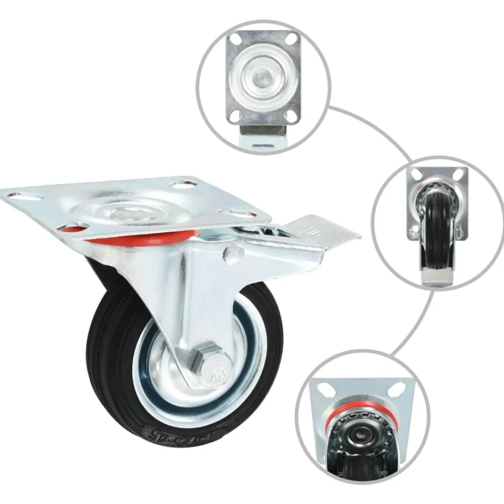 Manutention De Matériaux-vidaXL Roulettes pivotantes avec double frein 4 pcs 75 mm