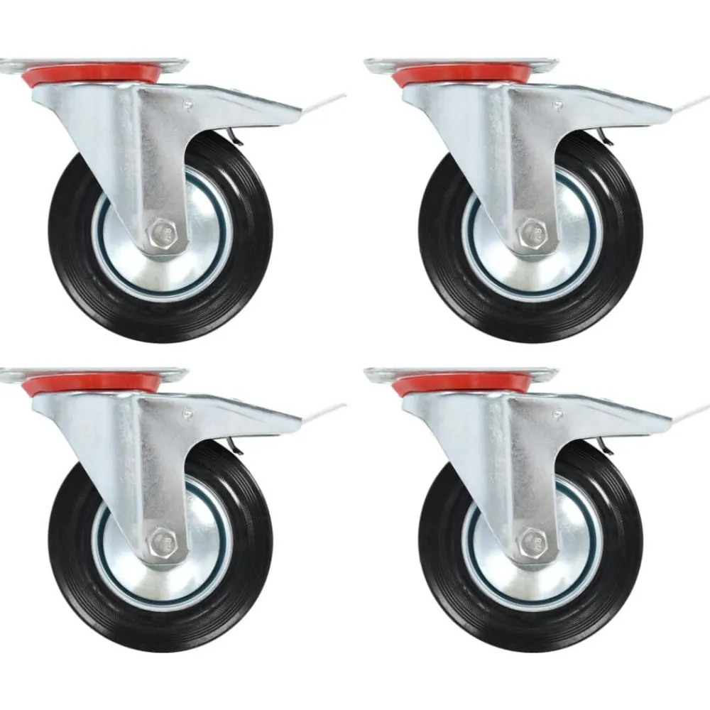Manutention De Matériaux-vidaXL Roulettes pivotantes avec double frein 4 pcs 160 mm