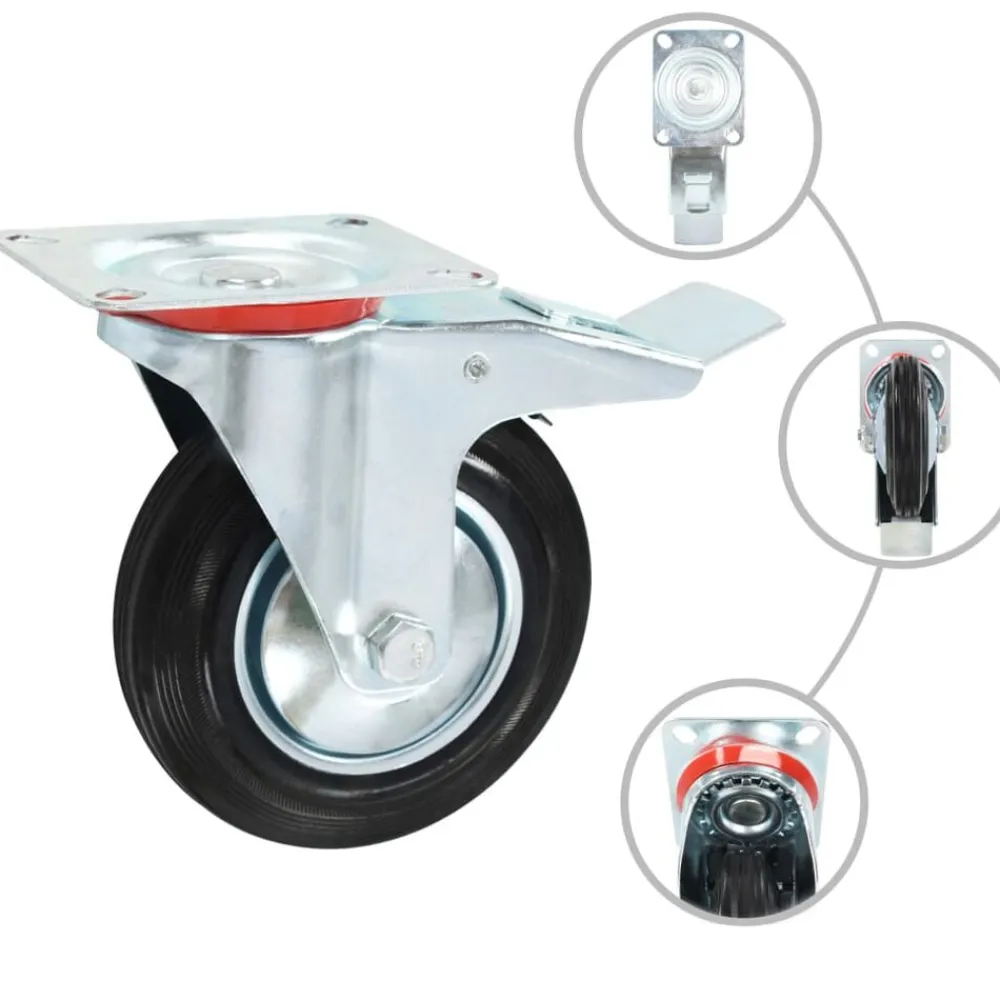 Manutention De Matériaux-vidaXL Roulettes pivotantes avec double frein 4 pcs 160 mm