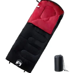Loisirs De Plein Air-vidaXL Sac de couchage pour adultes camping 3-4 saisons noir et rouge