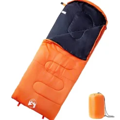 Loisirs De Plein Air-vidaXL Sac de couchage pour adultes camping 3-4 saisons Orange et noir