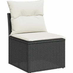 Mobilier De Jardin-vidaXL Salon de jardin 7 pcs avec coussins noir résine tressée Noir et cr&egrave;me