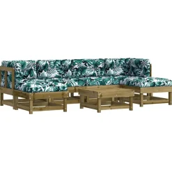 Mobilier De Jardin-vidaXL Salon de jardin 7 pcs avec coussins bois de pin imprégné Marron