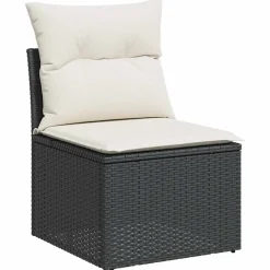 Mobilier De Jardin-vidaXL Salon de jardin 7 pcs avec coussins noir résine tressée Noir et cr&egrave;me
