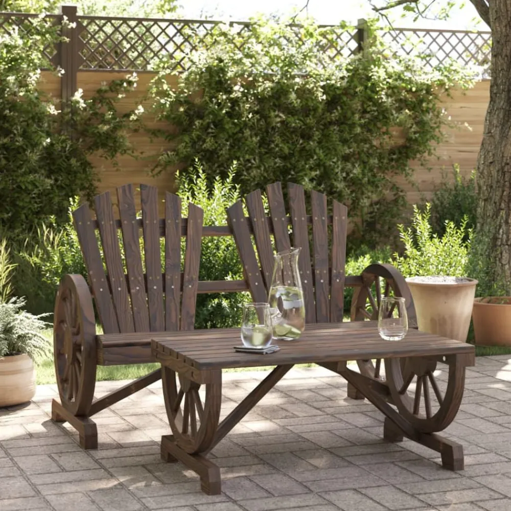 Mobilier De Jardin-vidaXL Salon de jardin 2 pcs bois de sapin massif Marron foncé