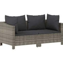 Mobilier De Jardin-vidaXL Salon de jardin 2 pièces avec coussins en polyrotin gris