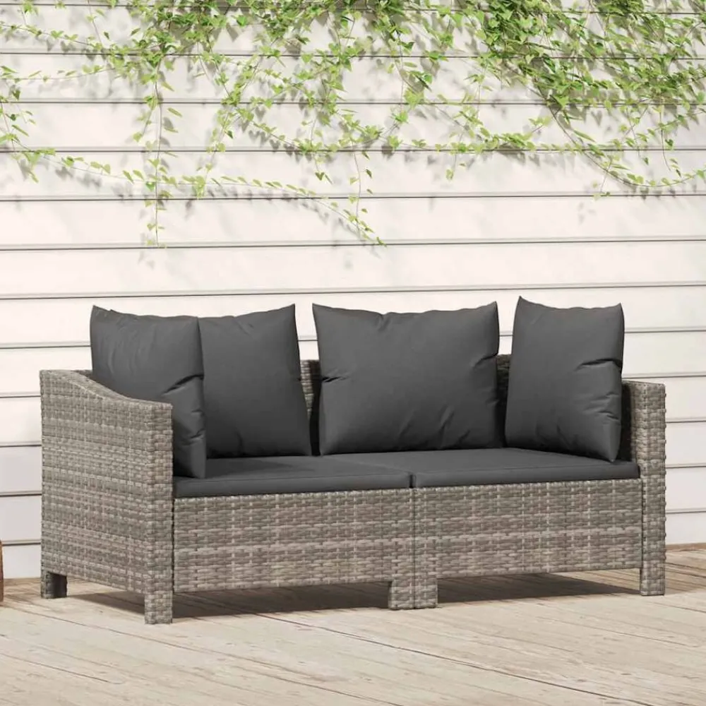 Mobilier De Jardin-vidaXL Salon de jardin 2 pièces avec coussins en polyrotin gris