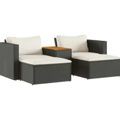 Mobilier De Jardin-vidaXL Salon de jardin 5 pcs avec coussins résine tressée acacia Noir