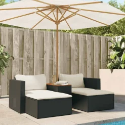 Mobilier De Jardin-vidaXL Salon de jardin 5 pcs avec coussins résine tressée acacia Noir