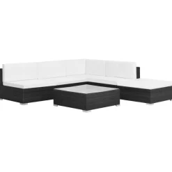 Mobilier De Jardin-vidaXL Salon de jardin 6 pcs avec coussins résine tressée Noir