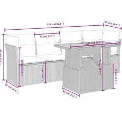 Mobilier De Jardin-vidaXL Salon de jardin 5 pcs avec coussins résine tressée Gris