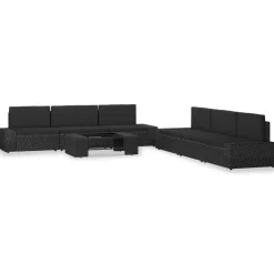 Mobilier De Jardin-vidaXL Salon de jardin 7 pcs Résine tressée Noir