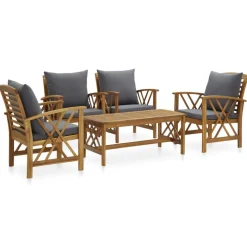 Mobilier De Jardin-vidaXL Salon de jardin 5 pcs avec coussins Bois d'acacia solide Gris foncé