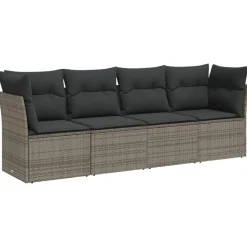 Mobilier De Jardin-vidaXL Salon de jardin 4 pcs avec coussins résine tressée Gris