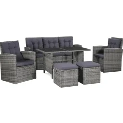 vidaXL Salon de jardin 6 pcs avec coussins résine tressée