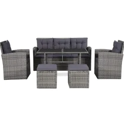 vidaXL Salon de jardin 6 pcs avec coussins résine tressée
