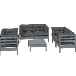 vidaXL Salon de jardin 7 pcs avec coussins bois de pin massif