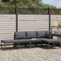vidaXL Salon de jardin 5 pcs avec coussins Résine tressée
