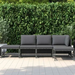 vidaXL Salon de jardin 5 pcs avec coussins Résine tressée