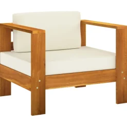 Mobilier De Jardin-vidaXL Salon de jardin 10 pièces avec coussins 100 x 60 cm Bois d'acacia Cr&egrave;me