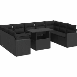 vidaXL Salon de jardin 10 pcs avec coussins résine tressée