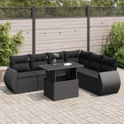 Mobilier De Jardin-vidaXL Salon de jardin 7 pcs avec coussins résine tressée Noir