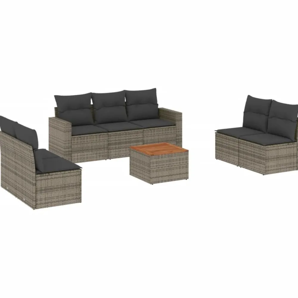 vidaXL Salon de jardin 8 pcs avec coussins résine tressée