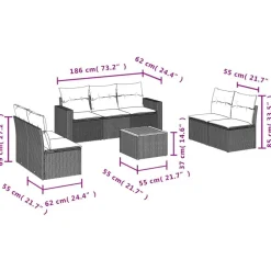 vidaXL Salon de jardin 8 pcs avec coussins résine tressée