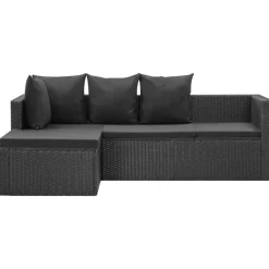 vidaXL Salon de jardin 4 pcs avec coussins Résine tressée