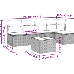 Mobilier De Jardin-vidaXL Salon de jardin 6 pcs avec coussins résine tressée Noir