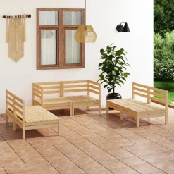 vidaXL Salon de jardin 6 pcs Bois de pin massif