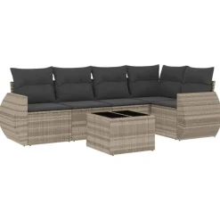 Mobilier De Jardin-vidaXL Salon de jardin 6 pcs avec coussins résine tressée Gris clair