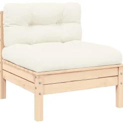 vidaXL Salon de jardin 3 pcs avec coussins crème Bois de pin massif