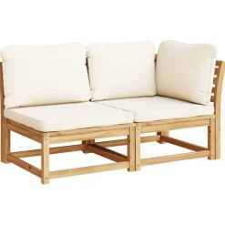 Mobilier De Jardin-vidaXL Salon de jardin 6 pcs avec coussins bois d'acacia solide Cr&egrave;me
